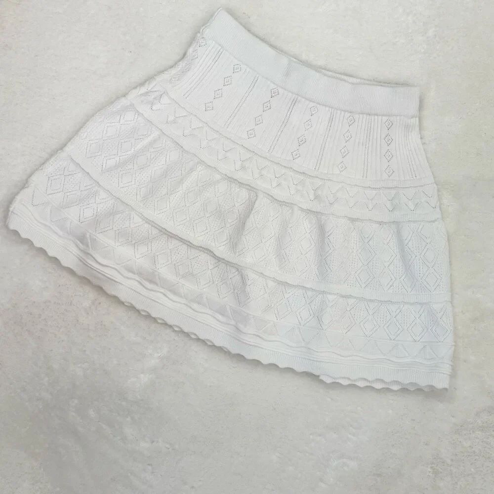 Willow & Wind White Crochet Knit Lace Pull-On Elastic Waist Skirt - US Women’s M